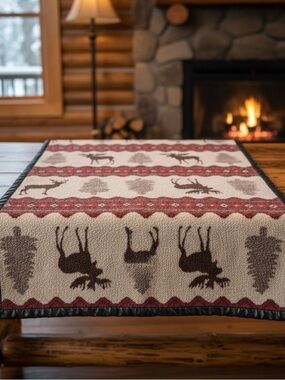 Vintage Woolrich Rustic Cabin Lodge Deer Throw Blanket